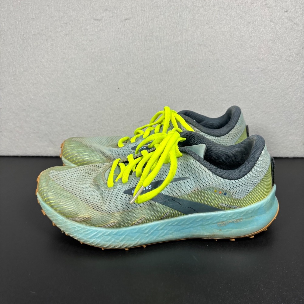 Brooks Catamount Trail Running Shoes Womens Size 9B Blue Neon Athletic Sneakers